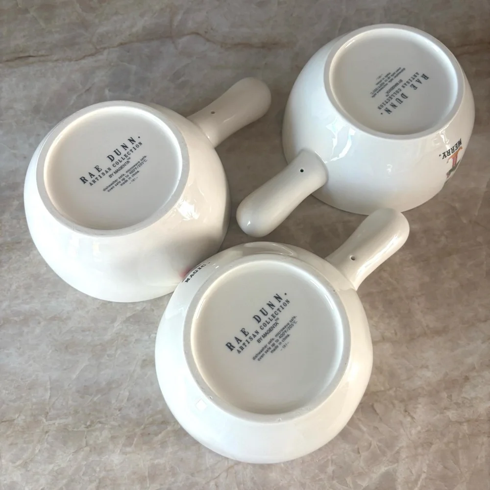 Rae Dunn Christmas Gnomes Mischief, Merry & Magic Soup Bowls with Handles